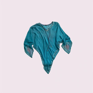 Beautiful vintage silk butterfly tunic top sheer flowy